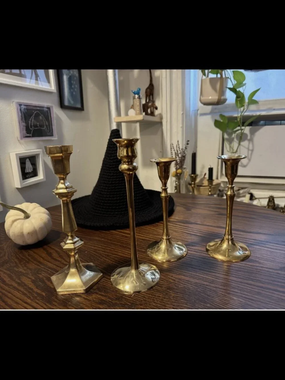 Mixed Lot of 4 Vintage Brass Candlesticks Candle Holders Ornate